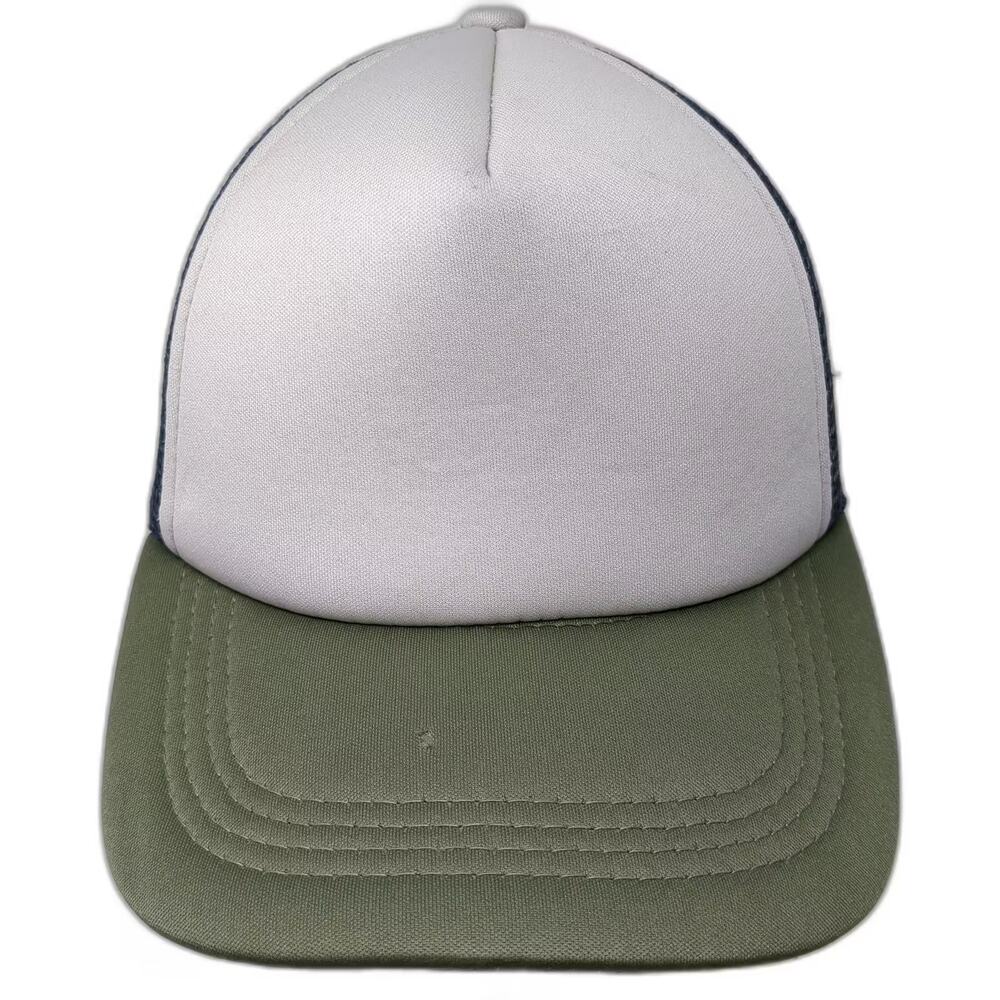 Abound Trucker Hat White Green Mesh Snapback One Size Adjustable Blank Foam